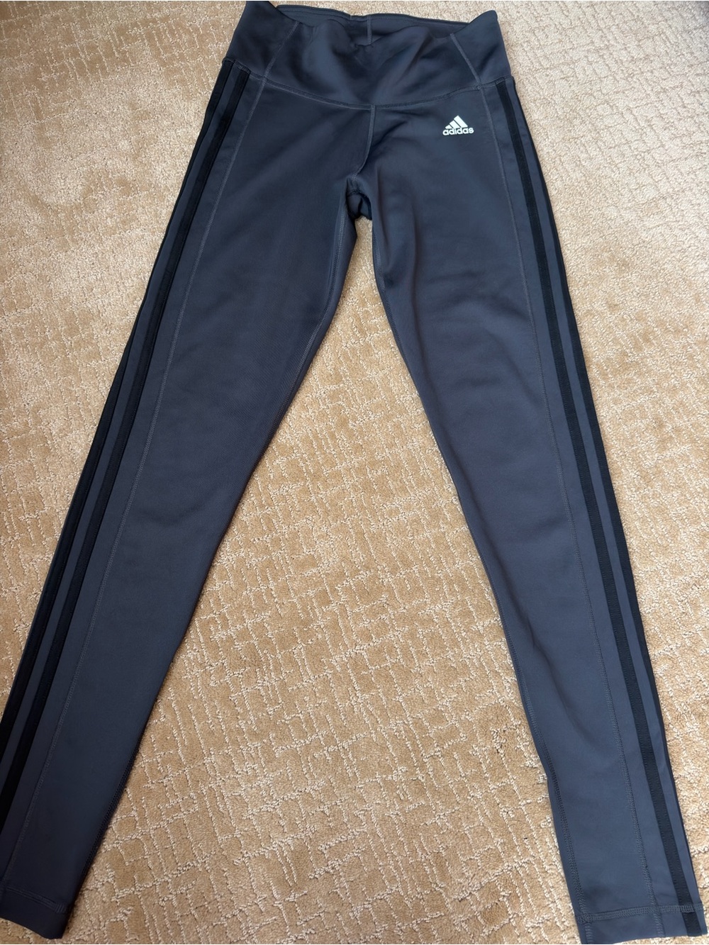 adidas Climalite Gray Black Side Stripe Performance Leggings Size Small